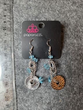Paparazzi Women’s Blue Bead Dangle Earrings with Silver Accents B5